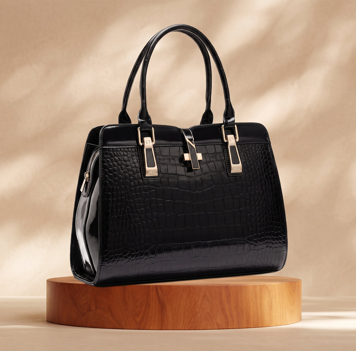 Alessandra Patent Croc Structured Handbag