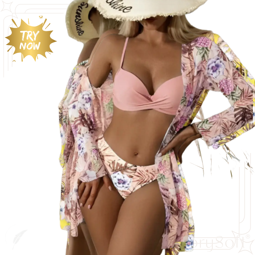 3 Piece Bikini Set with Matching Cover-Up Robe