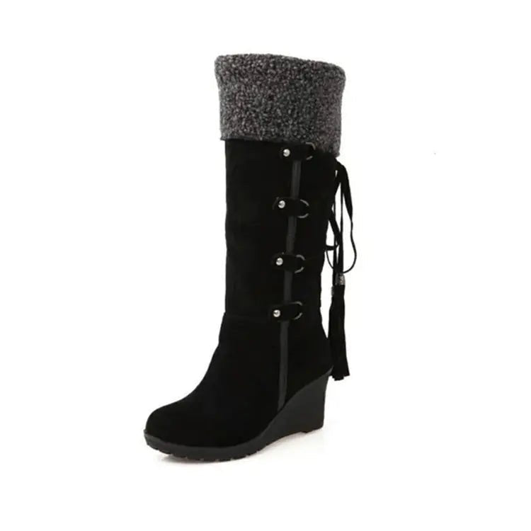 Plus Size Suede High - Top Boots with Fringe 40 - 43 - SensorySoft