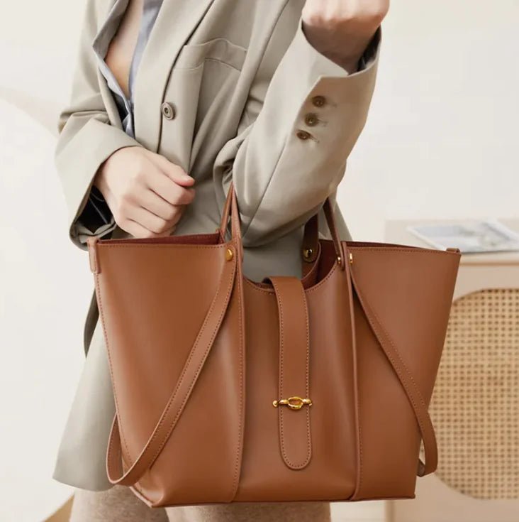 Premium Cowhide Leather Tote – Elegance in Every Detail - SensorySoft