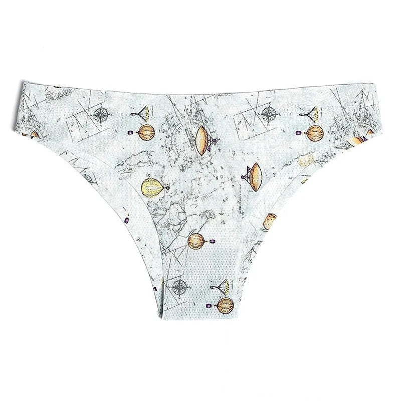 Print Mesh Breathable Seamless Panties Underwear Thongs - SensorySoftShop