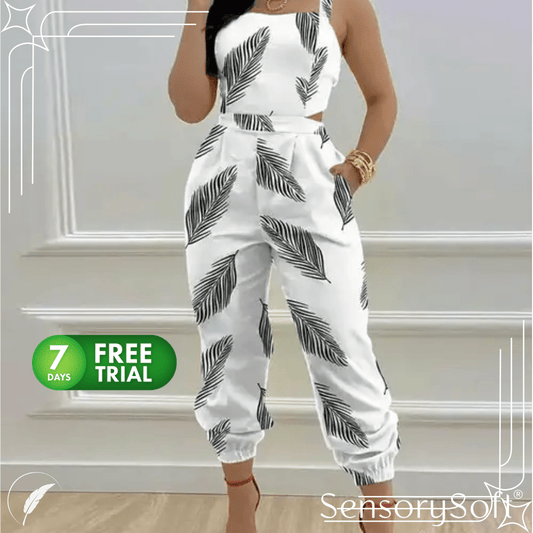 Printed Strapless Jumpsuit with Cutouts - SensorySoft