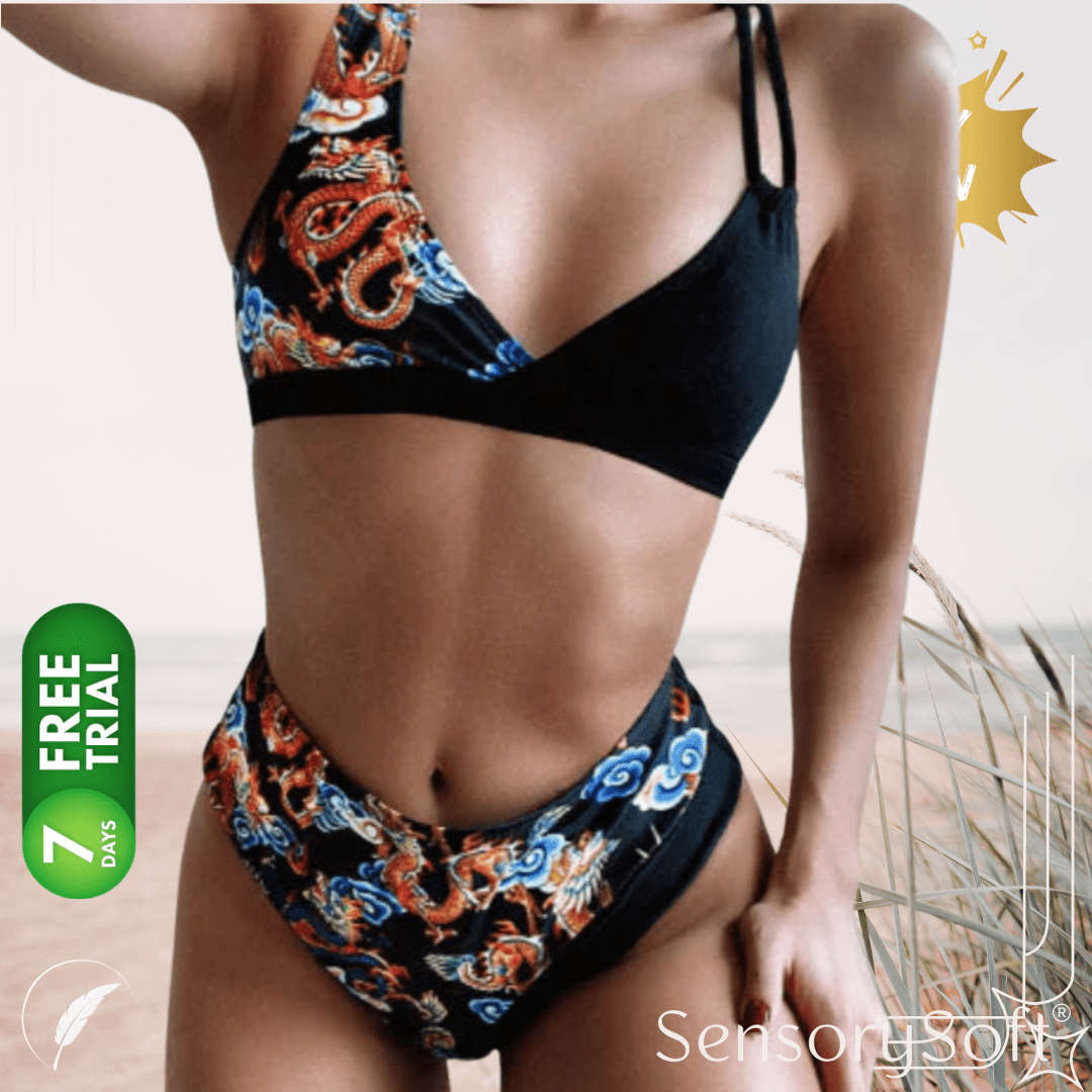 Purple Leopard and Black Bikini - SensorySoftShop