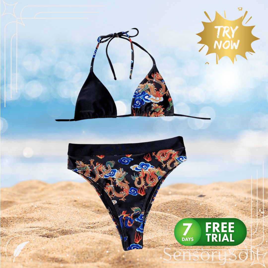 Purple Leopard and Black Bikini - SensorySoftShop
