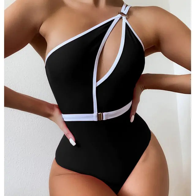 One Shoulder Hollow Out Swimwear