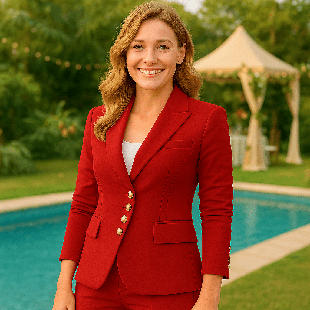 Red Two - Piece Women's Business Suit - SensorySoft