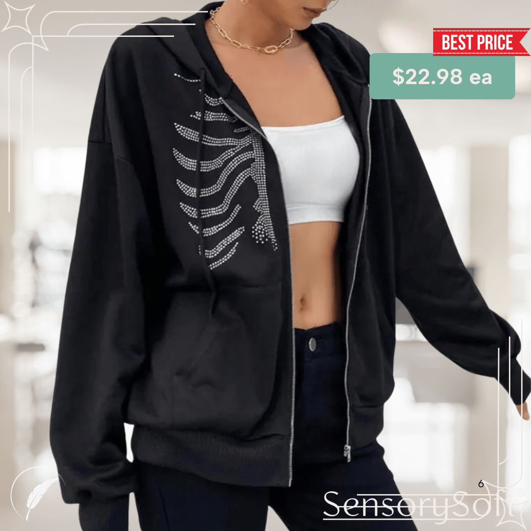 Rhinestone Skeleton Hoodies - SensorySoft
