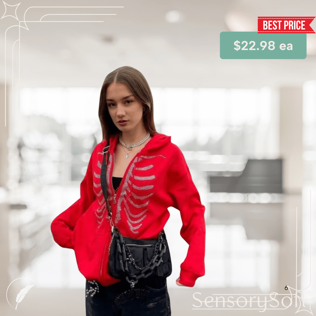 Rhinestone Skeleton Hoodies - SensorySoft
