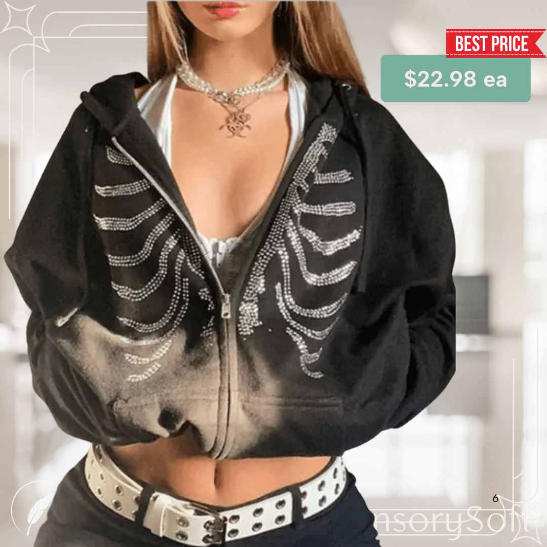 Rhinestone Skeleton Hoodies - SensorySoft