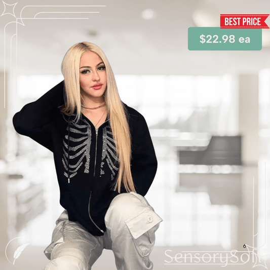 Rhinestone Skeleton Hoodies - SensorySoft
