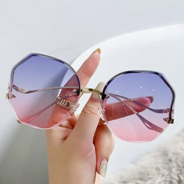 Stylish Rimless Sunglasses With Gradient Lenses