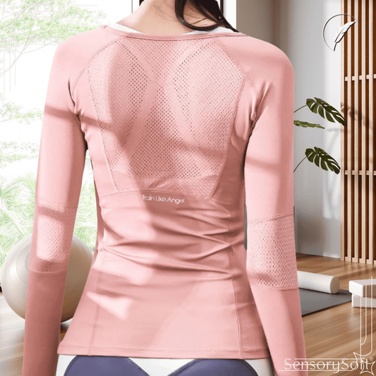 Seamless Long Sleeve Women's Sports Shirt - Light Pink - SensorySoft