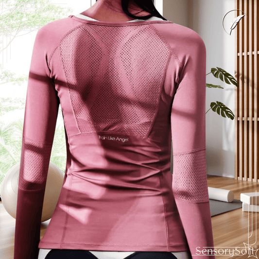Seamless Long Sleeve Women's Sports Shirt - Pretty In Pink - SensorySoft