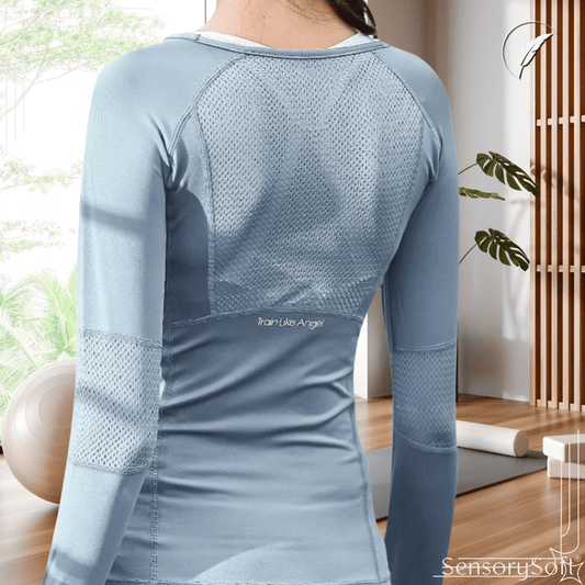 Seamless Long Sleeve Women's Sports Shirt - Softness of Light Blue - SensorySoft