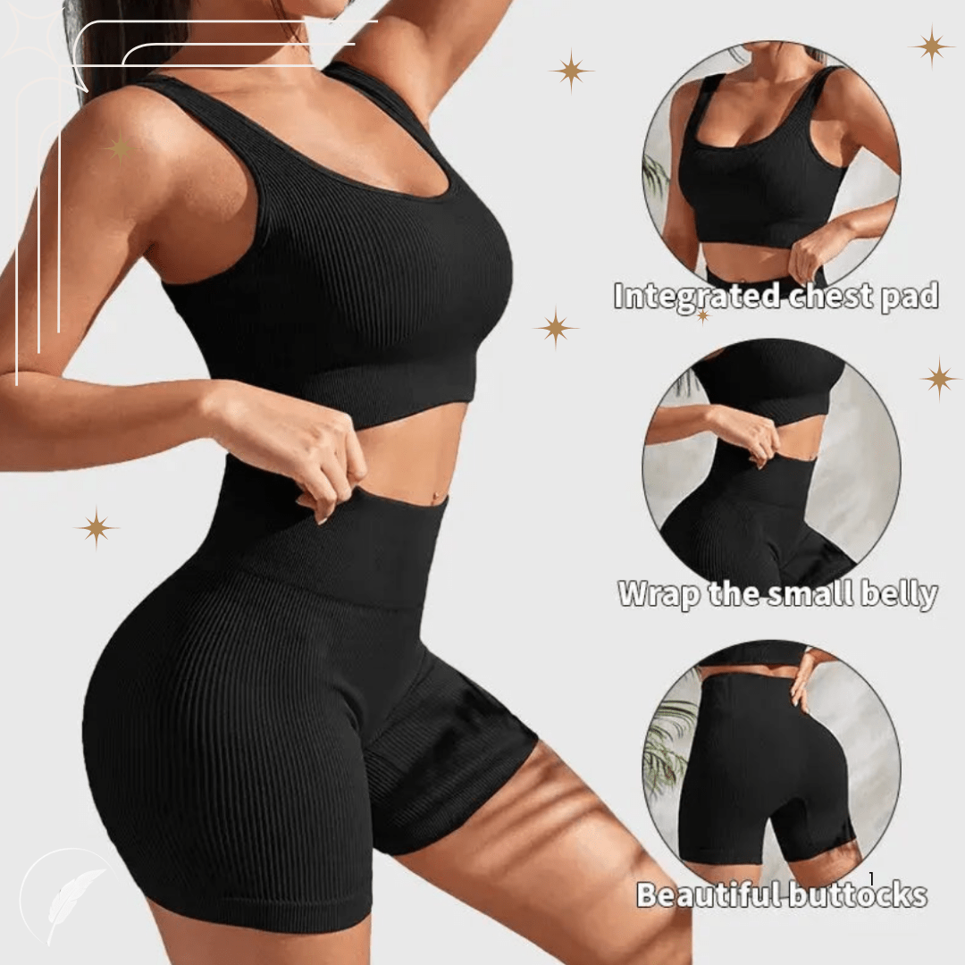 Seamless Ribbed Yoga Sets For Women - SensorySoft