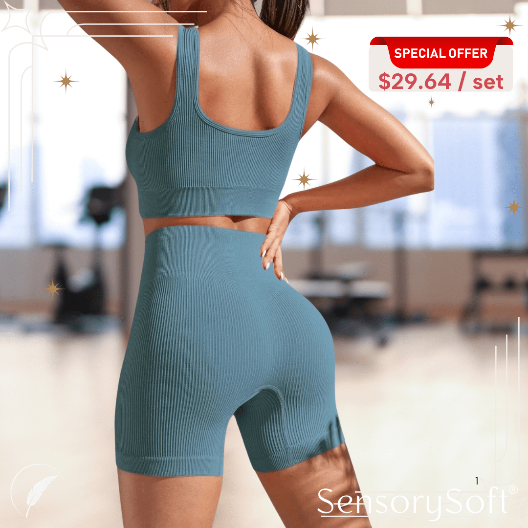 Seamless Ribbed Yoga Sets For Women - SensorySoft