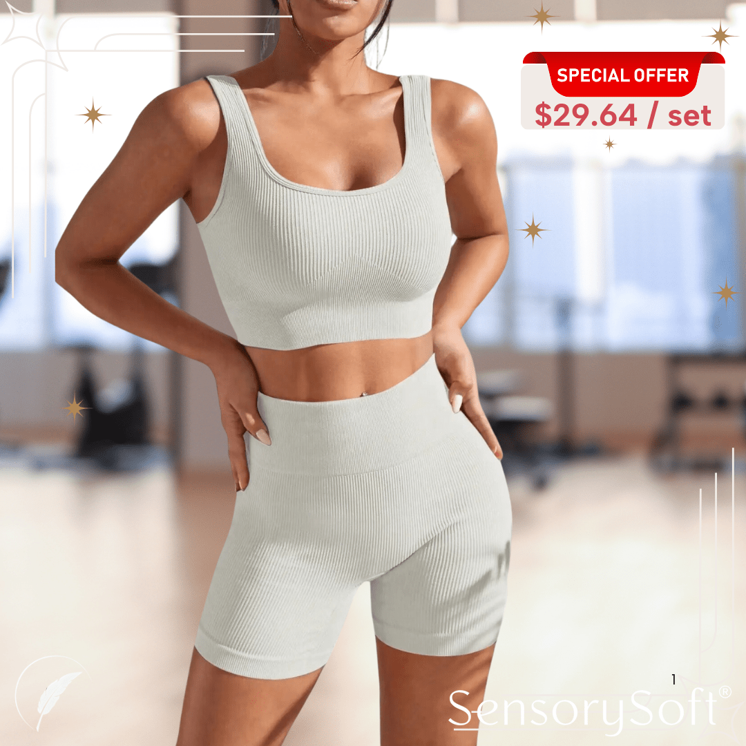 Seamless Ribbed Yoga Sets For Women - SensorySoft