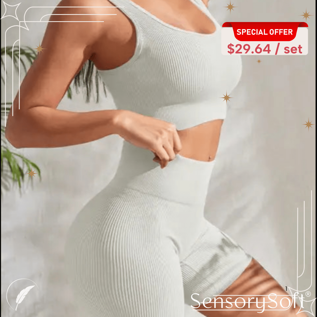 Seamless Ribbed Yoga Sets For Women - SensorySoft