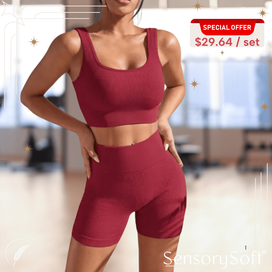Seamless Ribbed Yoga Sets For Women - SensorySoft