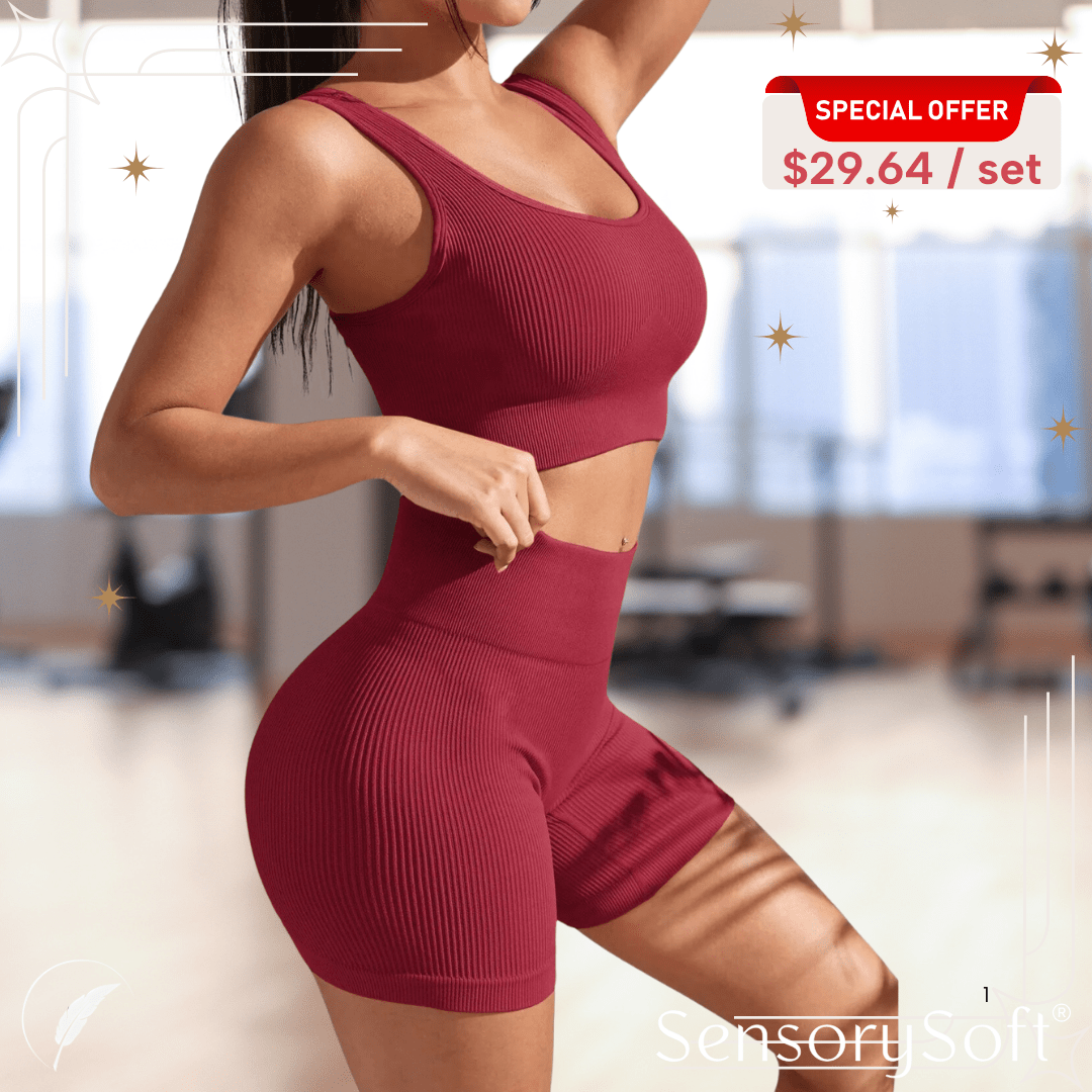 Seamless Ribbed Yoga Sets For Women - SensorySoft