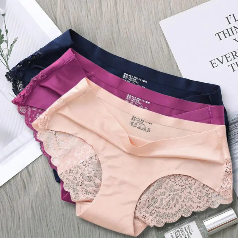 Seamless Solid Underwear Low - Rise Lace Lingerie - SensorySoftShop