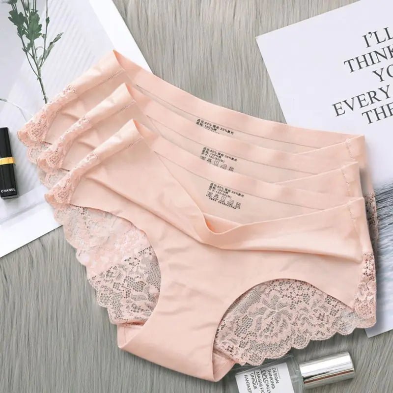Seamless Solid Underwear Low - Rise Lace Lingerie - SensorySoftShop