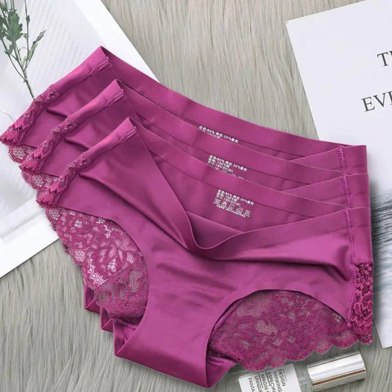 Seamless Solid Underwear Low - Rise Lace Lingerie - SensorySoftShop
