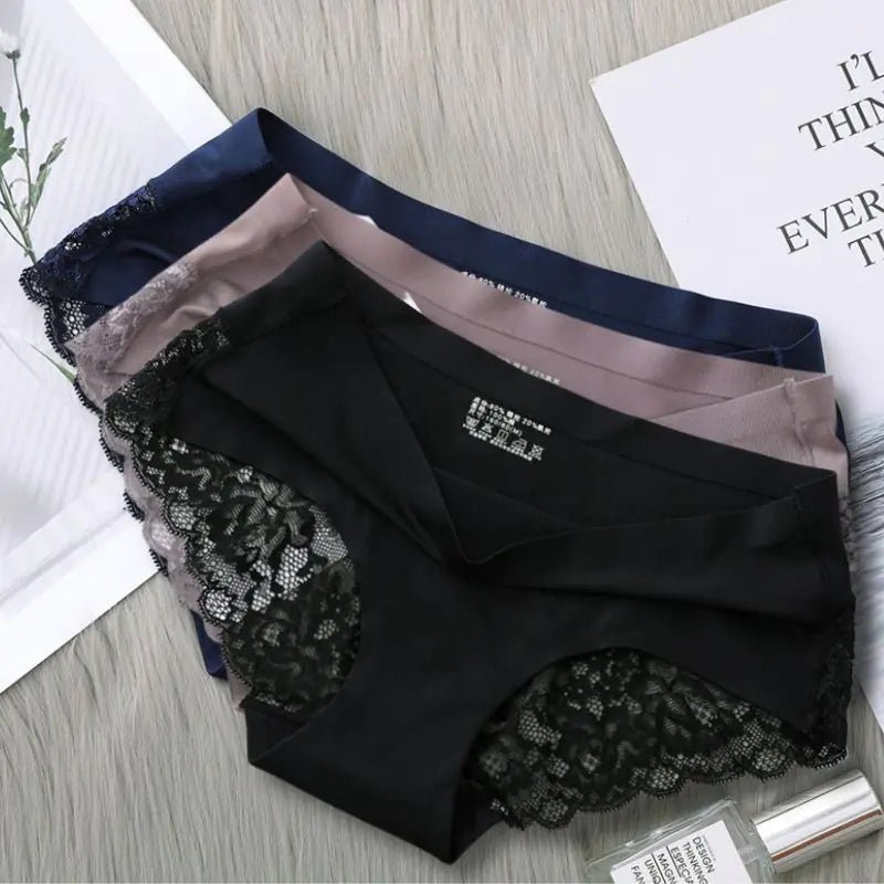 Seamless Solid Underwear Low - Rise Lace Lingerie - SensorySoftShop