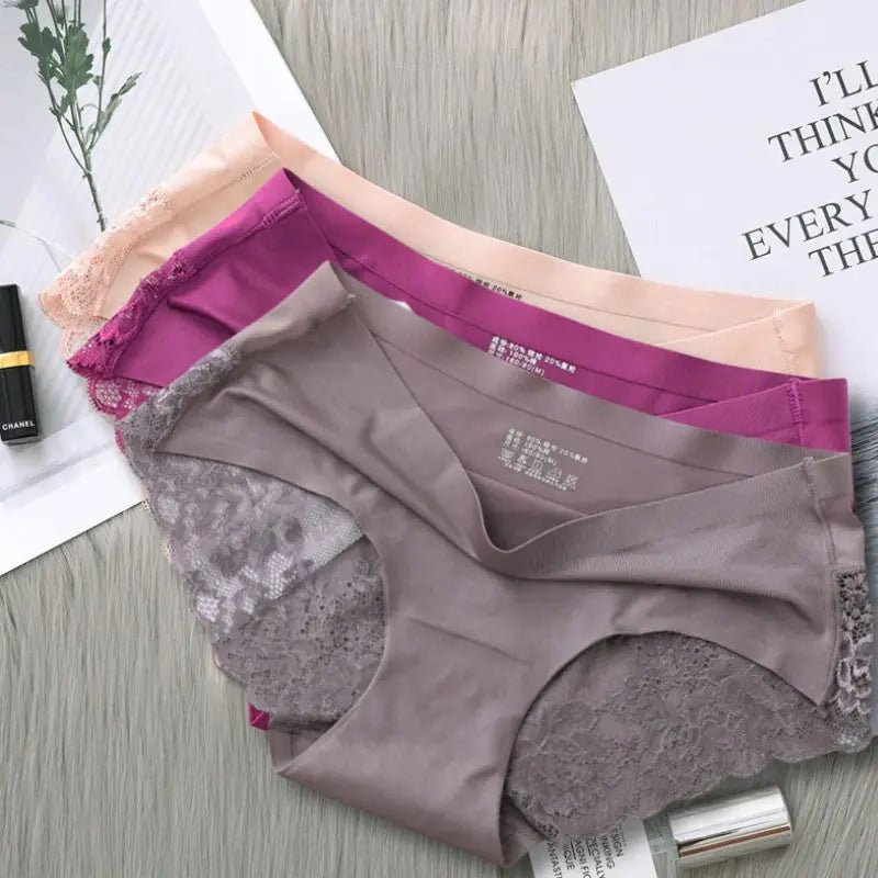 Seamless Solid Underwear Low - Rise Lace Lingerie - SensorySoftShop