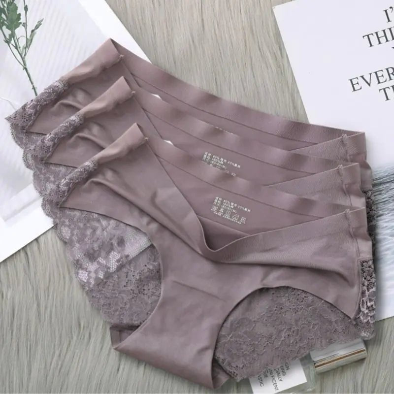 Seamless Solid Underwear Low - Rise Lace Lingerie - SensorySoftShop