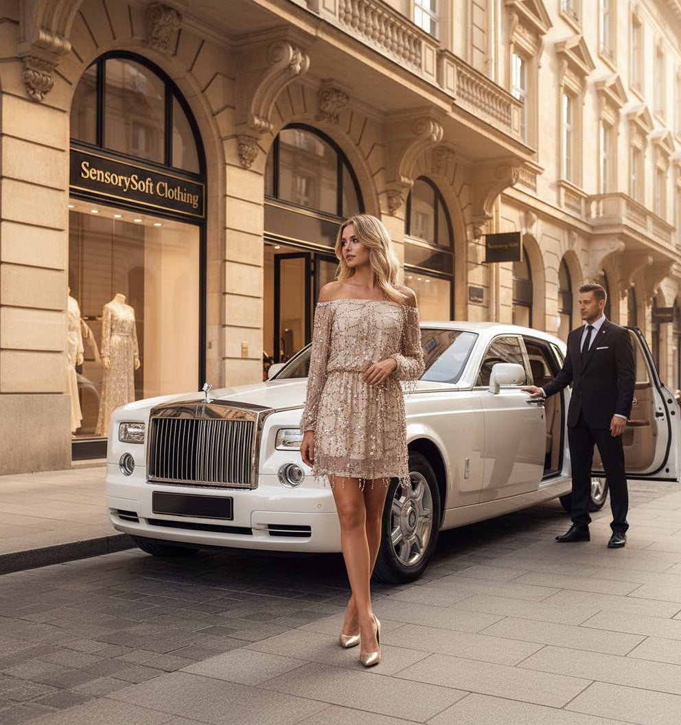 Sequin Dress, Short Formal Dress, Fringe Dress - SensorySoftShop