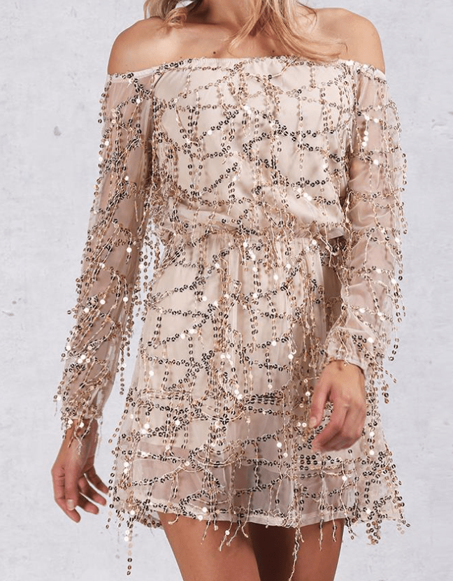 Sequin Dress, Short Formal Dress, Fringe Dress - SensorySoftShop