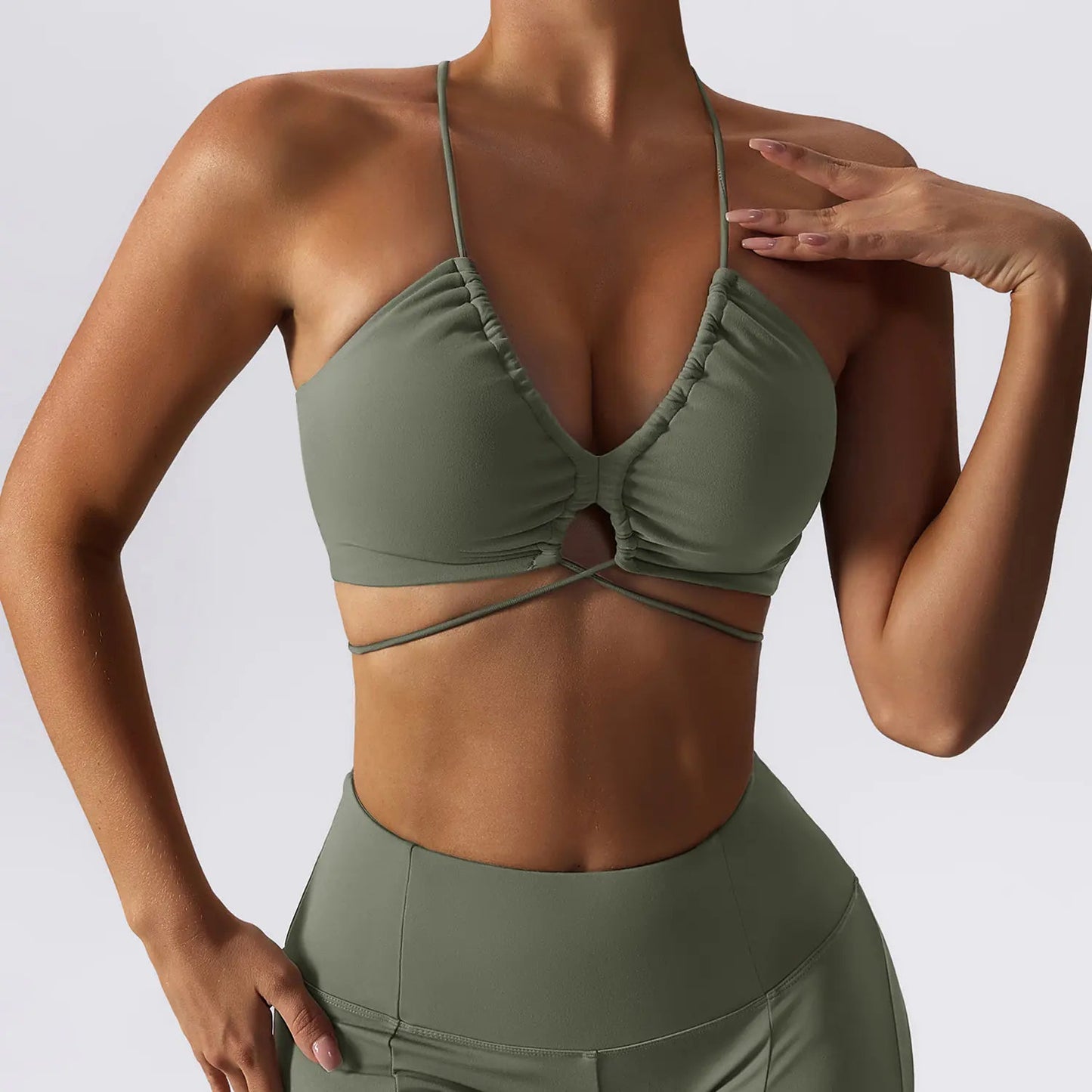 Sexy Strappy Yoga Bra and High - Waisted Leggings Set - SensorySoftShop