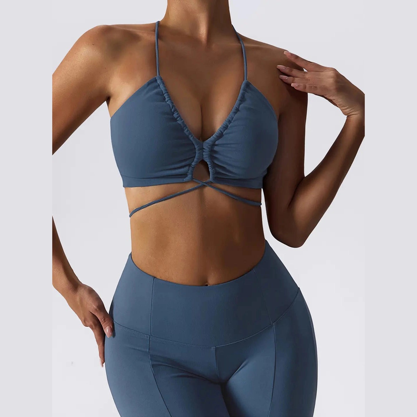 Sexy Strappy Yoga Bra and High - Waisted Leggings Set - SensorySoftShop