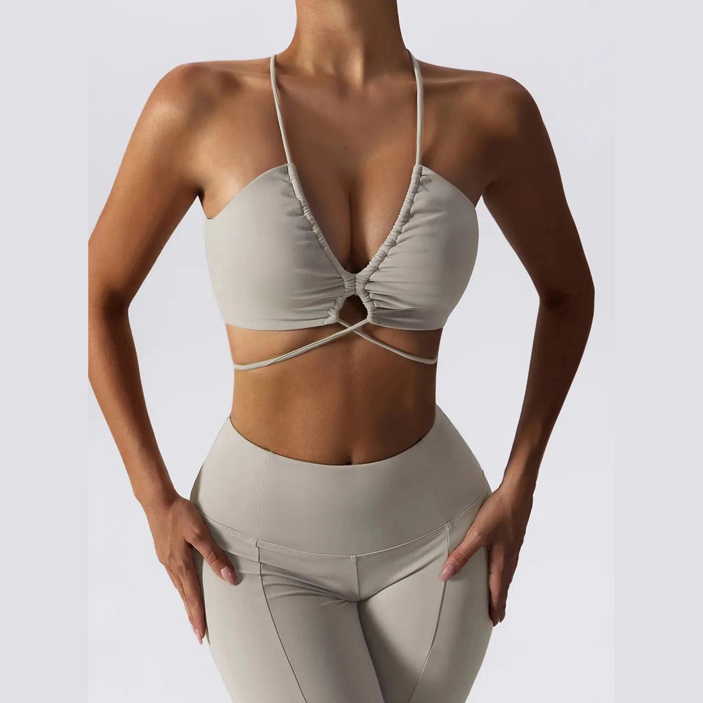 Sexy Strappy Yoga Bra and High - Waisted Leggings Set - SensorySoftShop