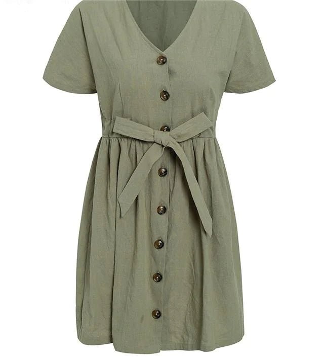 Short V - Neck Summer Dresses - SensorySoftShop