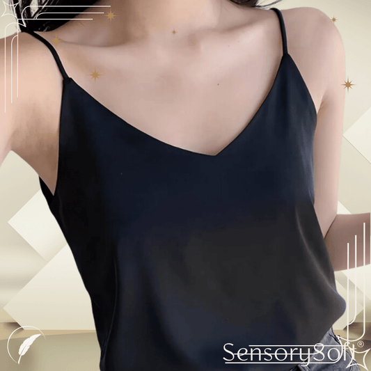 Silk Satin Sleeveless Spaghetti Strap Cami Tops - SensorySoft