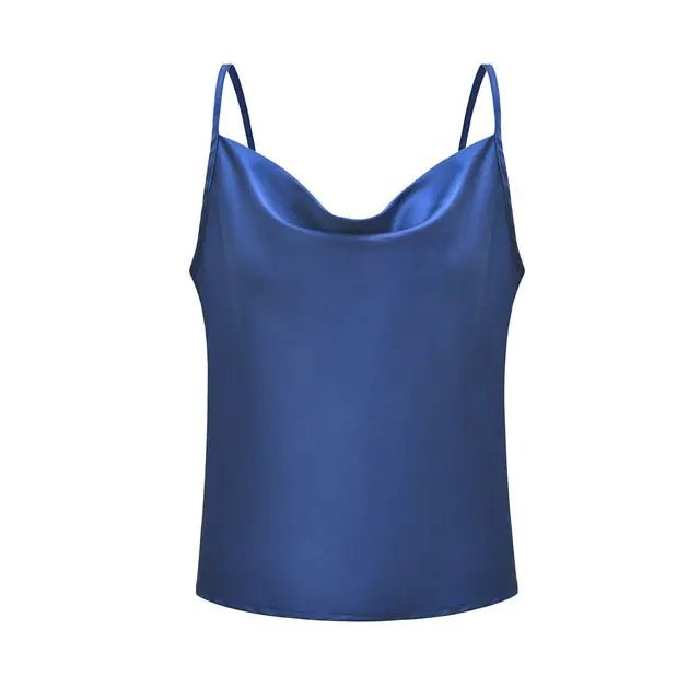 Silk Satin Sleeveless Spaghetti Strap Cami Tops - SensorySoft