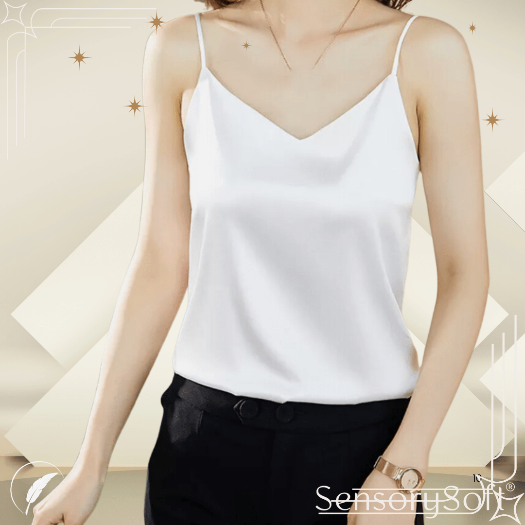 Silk Satin Sleeveless Spaghetti Strap Cami Tops - SensorySoft