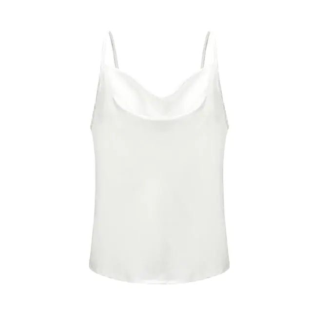 Silk Satin Sleeveless Spaghetti Strap Cami Tops - SensorySoft