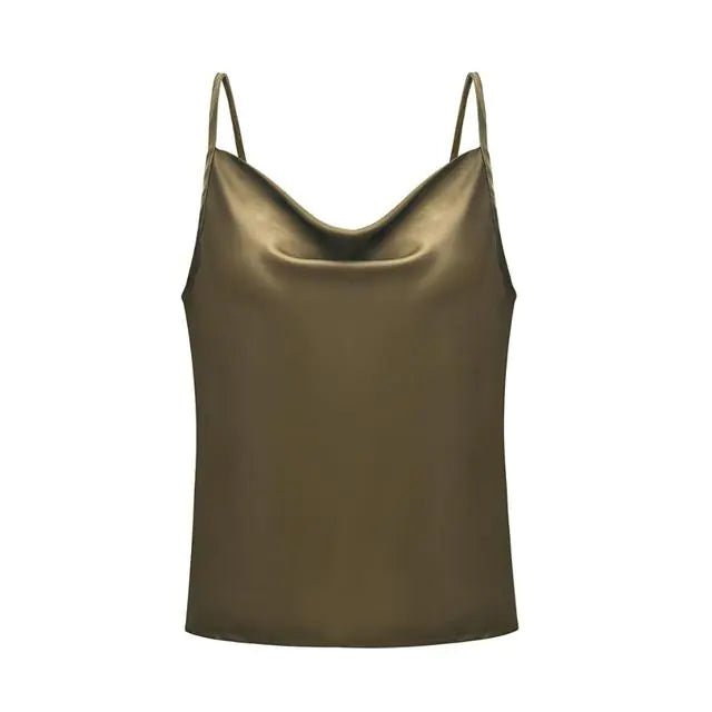 Silk Satin Sleeveless Spaghetti Strap Cami Tops - SensorySoftShop