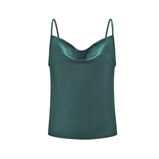 Silk Satin Sleeveless Spaghetti Strap Cami Tops - SensorySoftShop