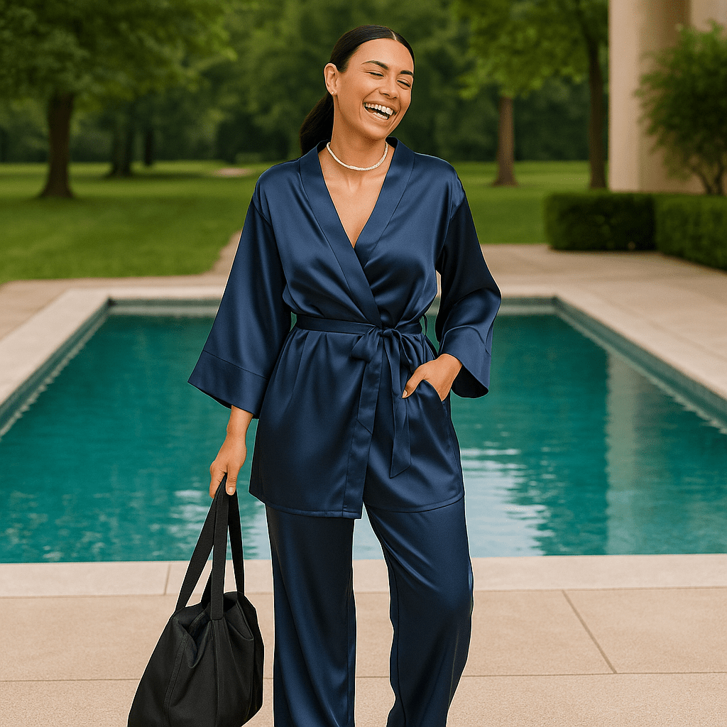 Sleek Robe and Pleated Pants Set - SensorySoftShop