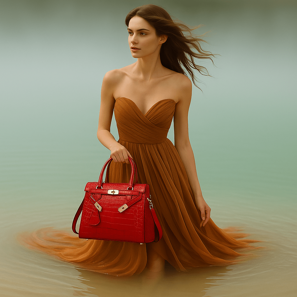 Soft Leather Handbag with Crocodile Pattern Crossbody - SensorySoft