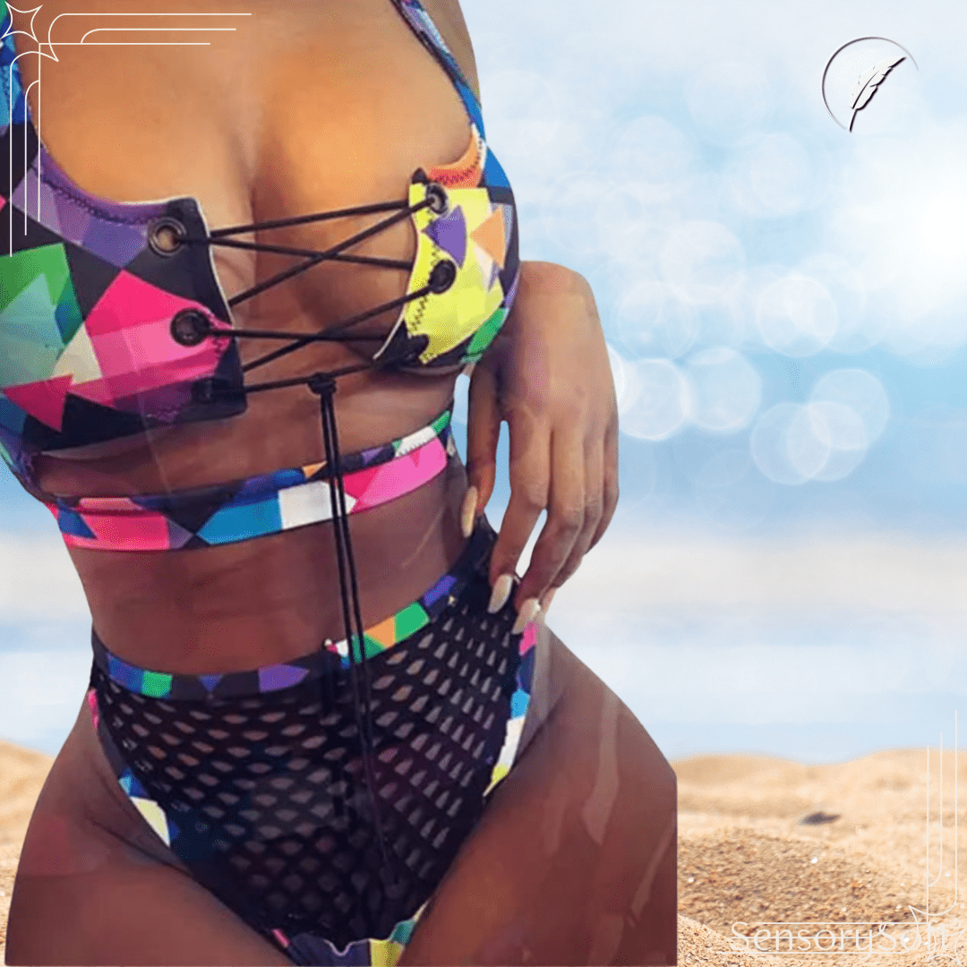 Solid Color Two - Piece Swimsuit Chic – Backless Puff Sleeve Bikini Set - SensorySoftShop