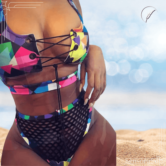 Solid Color Two - Piece Swimsuit Chic – Backless Puff Sleeve Bikini Set - SensorySoftShop