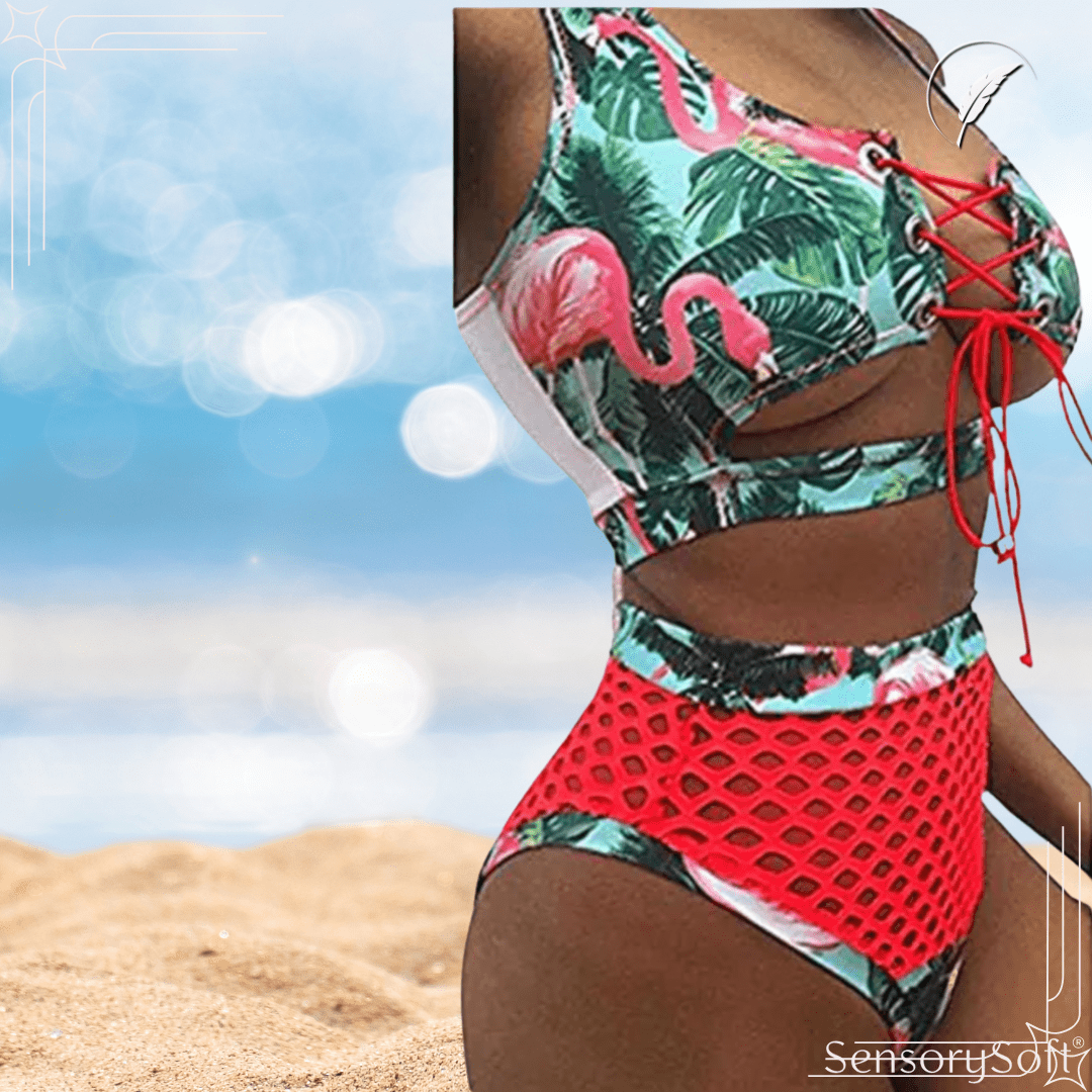 Solid Color Two - Piece Swimsuit Chic – Backless Puff Sleeve Bikini Set - SensorySoftShop