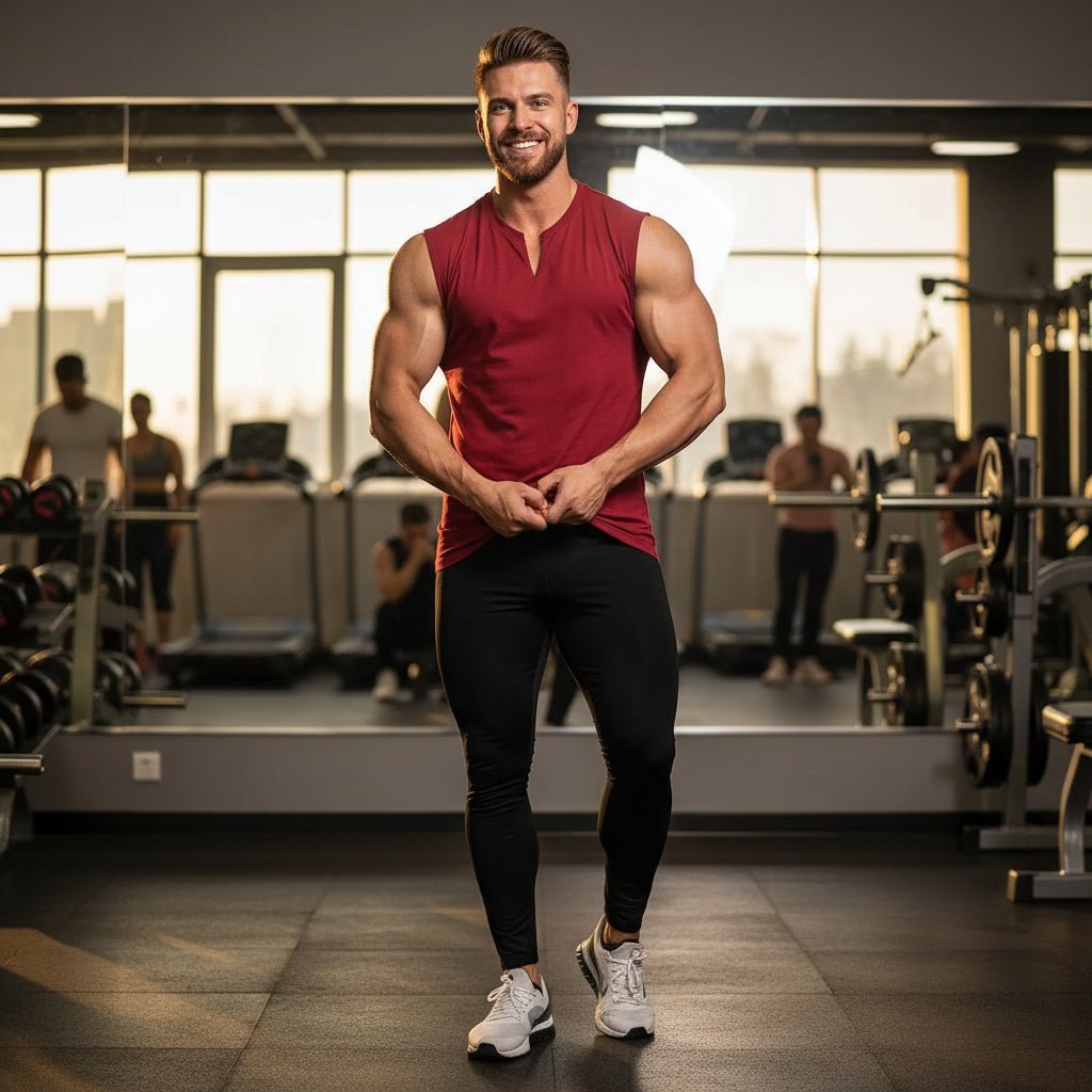 Solid Color V - Neck Sports Vest for Men's Fitness Top - SensorySoftShop