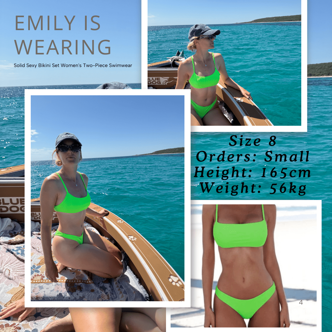 Solid Sexy Bikini Set Women's Two - Piece Swimwear - In Green - SensorySoft