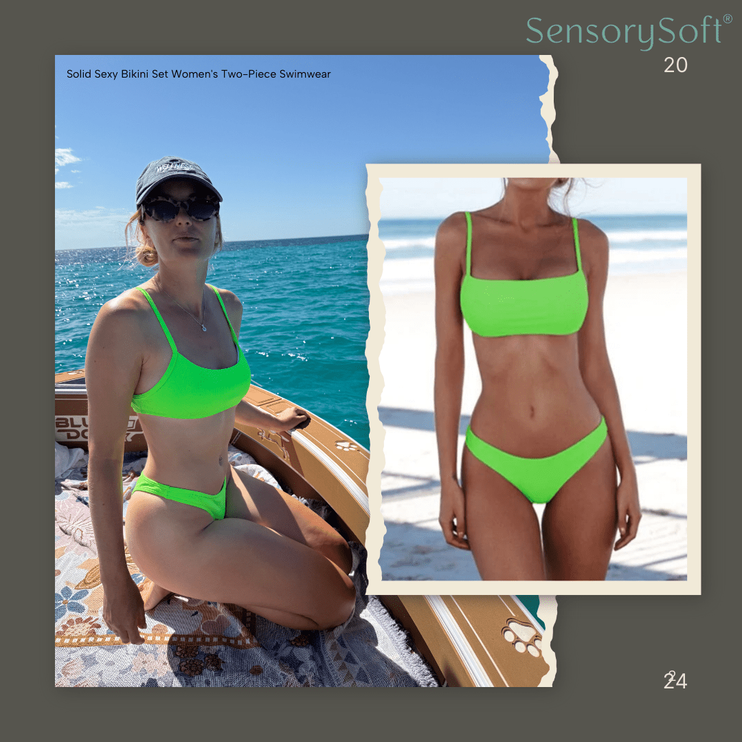 Solid Sexy Bikini Set Women's Two - Piece Swimwear - In Green - SensorySoft
